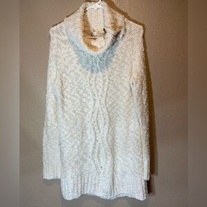 Moth Anthropology Ivory Cowl Neck Chunky Knit Oversized Sweater